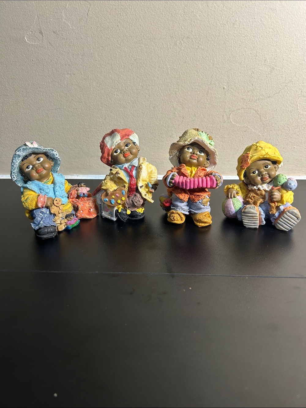 K's Collection African American Children Resin Figurines. Set of Four